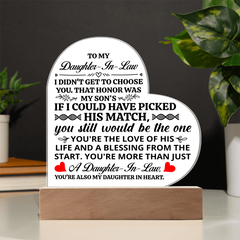 To My Daughter-in-Law Honor – Acrylic Heart Plaque